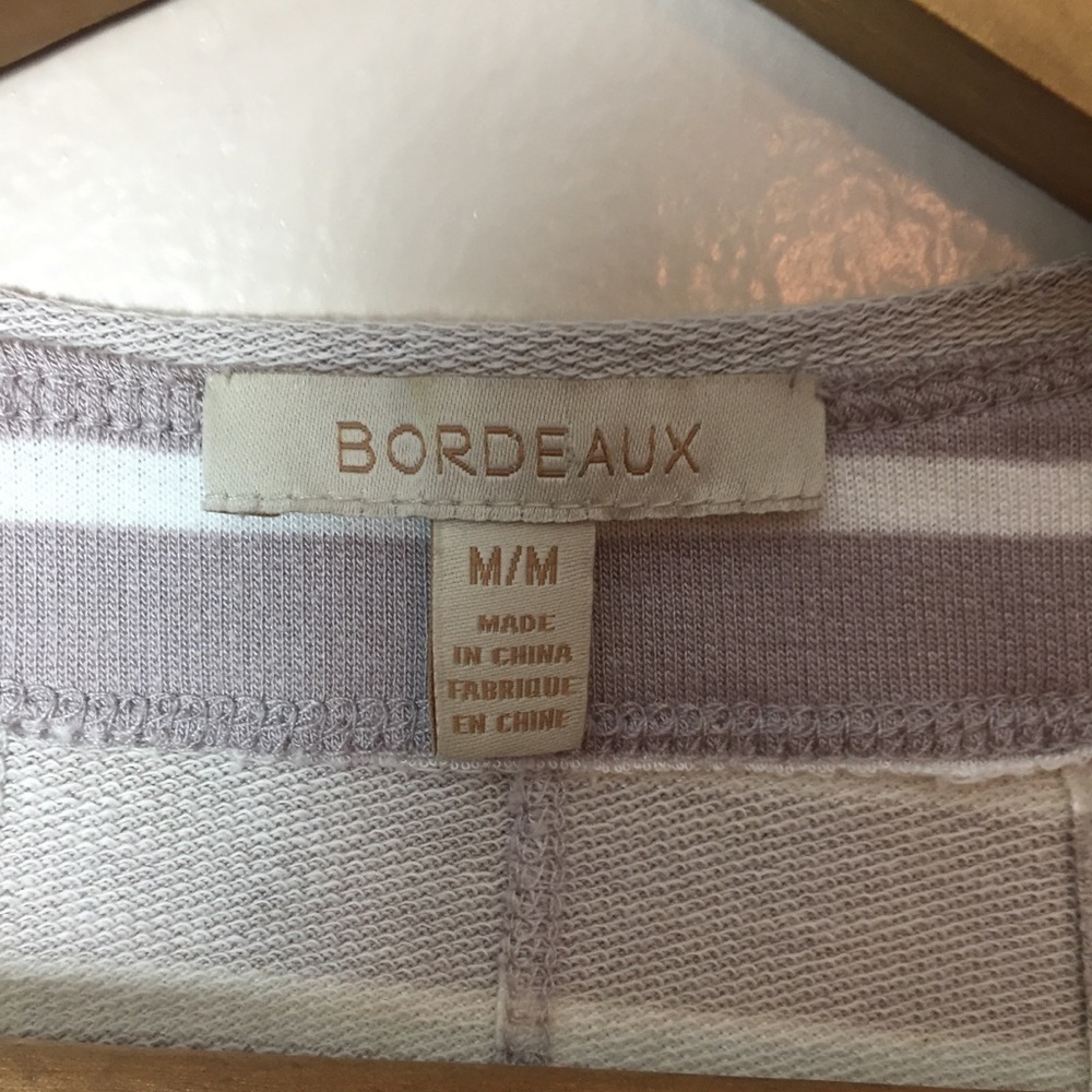 [Bordeaux] Mauve White Stripe Open Front Cardigan - image 6